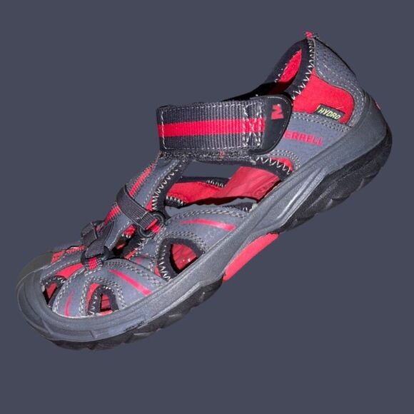 Big Boys Merrell Closed Toe Gray Red Select Grip Hydro Sandals Size 4M - Picture 1 of 7